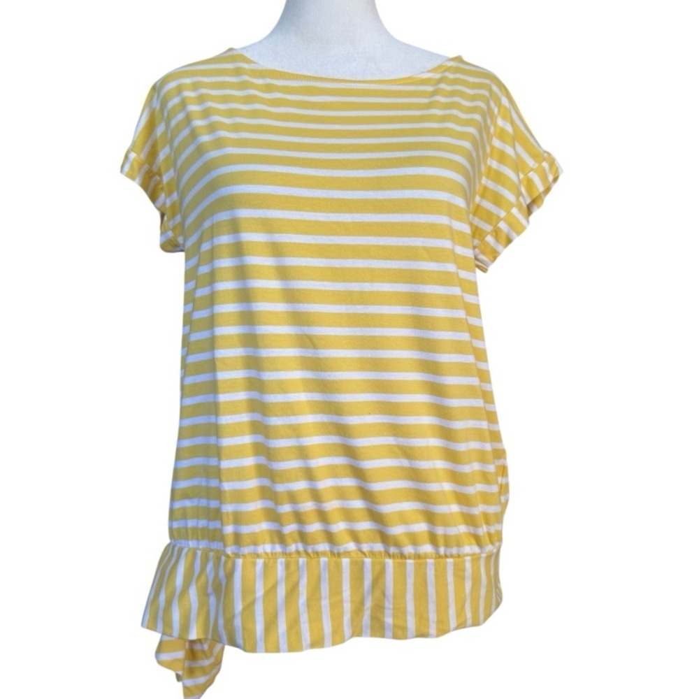 Brooks Brothers Yellow and White Stripe Top Size Small